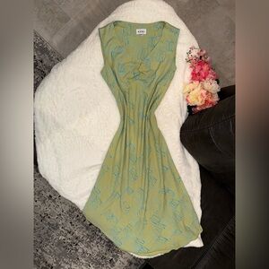 Rūby Vintage Elegant Green and Blue Maxi Dress Size Medium